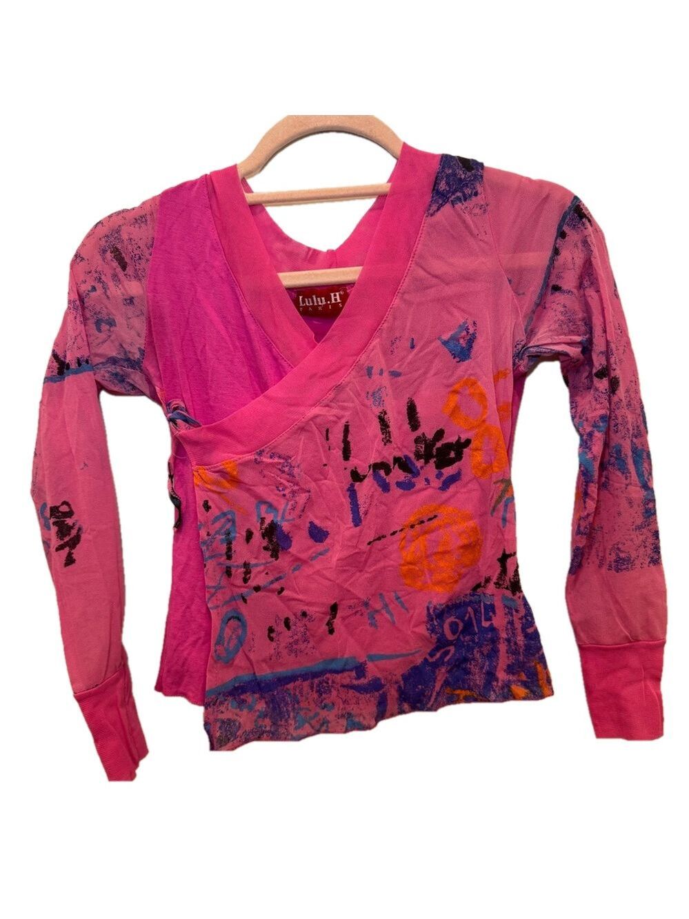 *Lulu H Pink & Purple Abstract Long Sleeve Top – Size XS - Picture 2 of 4